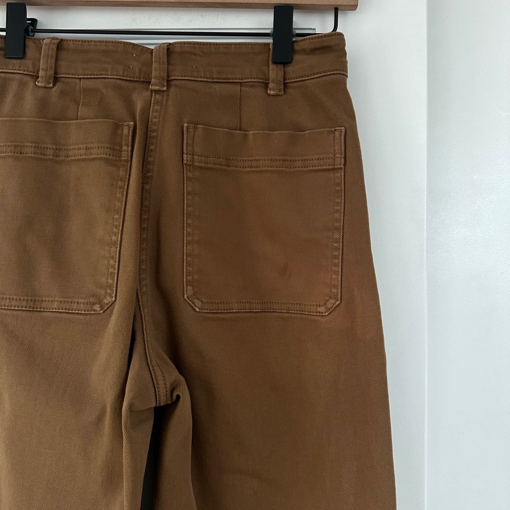 Everlane Utility Wide Leg Crop Pants Brown Ochre High Rise Cotton Twill Size 0 - Picture 5 of 5
